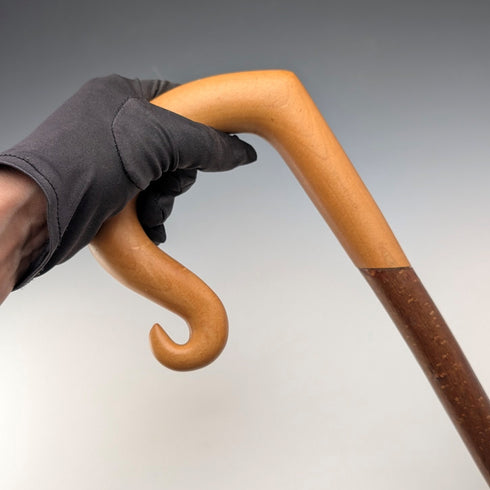 復古大型彎柄榛木杖身牧羊杖,132厘米