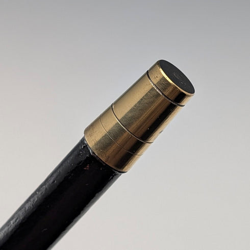 英國古董黑色桿身純銀素面圓頭手柄手杖,87厘米