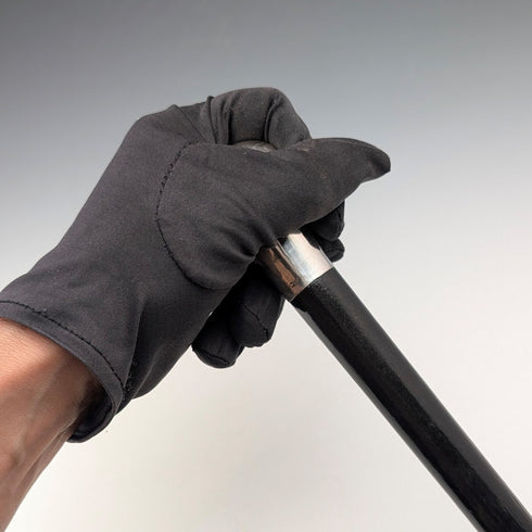 英國古董黑色桿身純銀素面圓頭手柄手杖,87厘米