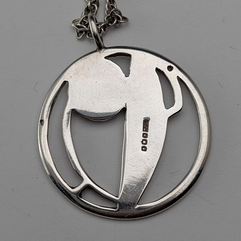 英国ヴィンテージ 純銀製 マッキントッシュ・ローズ ペンダント 純銀製チェーン付