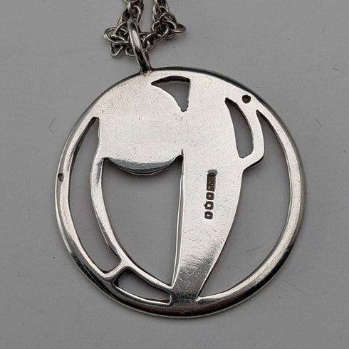 英国ヴィンテージ 純銀製 マッキントッシュ・ローズ ペンダント 純銀製チェーン付