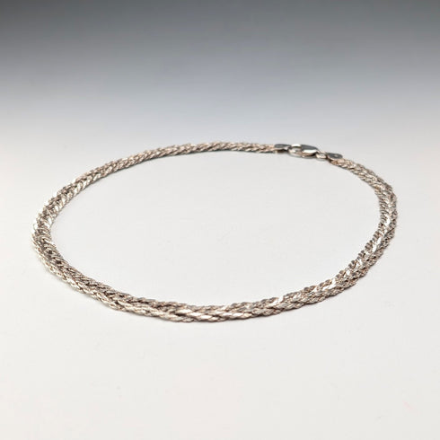 ヴィンテージ 純銀製 ヘリンボーンロープチェーンネックレス 42cm 25g