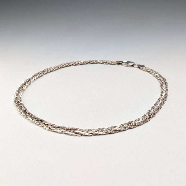 Vintage Sterling Silver Herringbone Rope Chain Necklace, 42cm, 25g