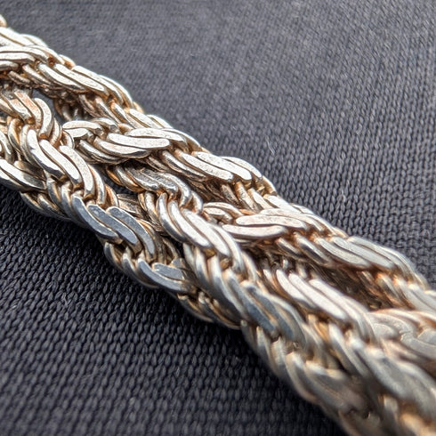 ヴィンテージ 純銀製 ヘリンボーンロープチェーンネックレス 42cm 25g