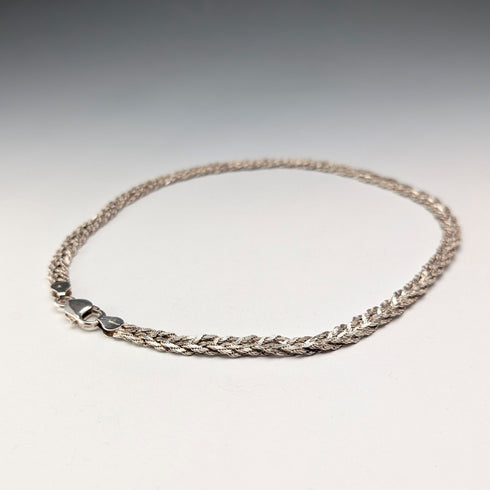 ヴィンテージ 純銀製 ヘリンボーンロープチェーンネックレス 42cm 25g