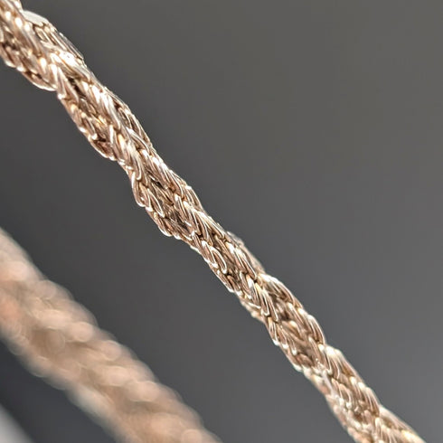 ヴィンテージ 純銀製 ヘリンボーンロープチェーンネックレス 42cm 25g