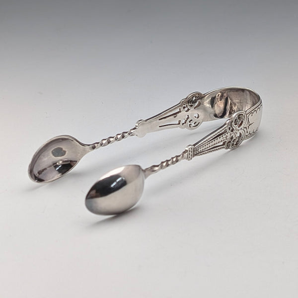 1900 British Antique Sterling Silver Sugar Tongs, 22g, Levesley Bros.