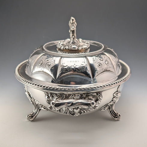 Circa 1870, British antique silver-plated oval-shaped entree dish, Martin Hall