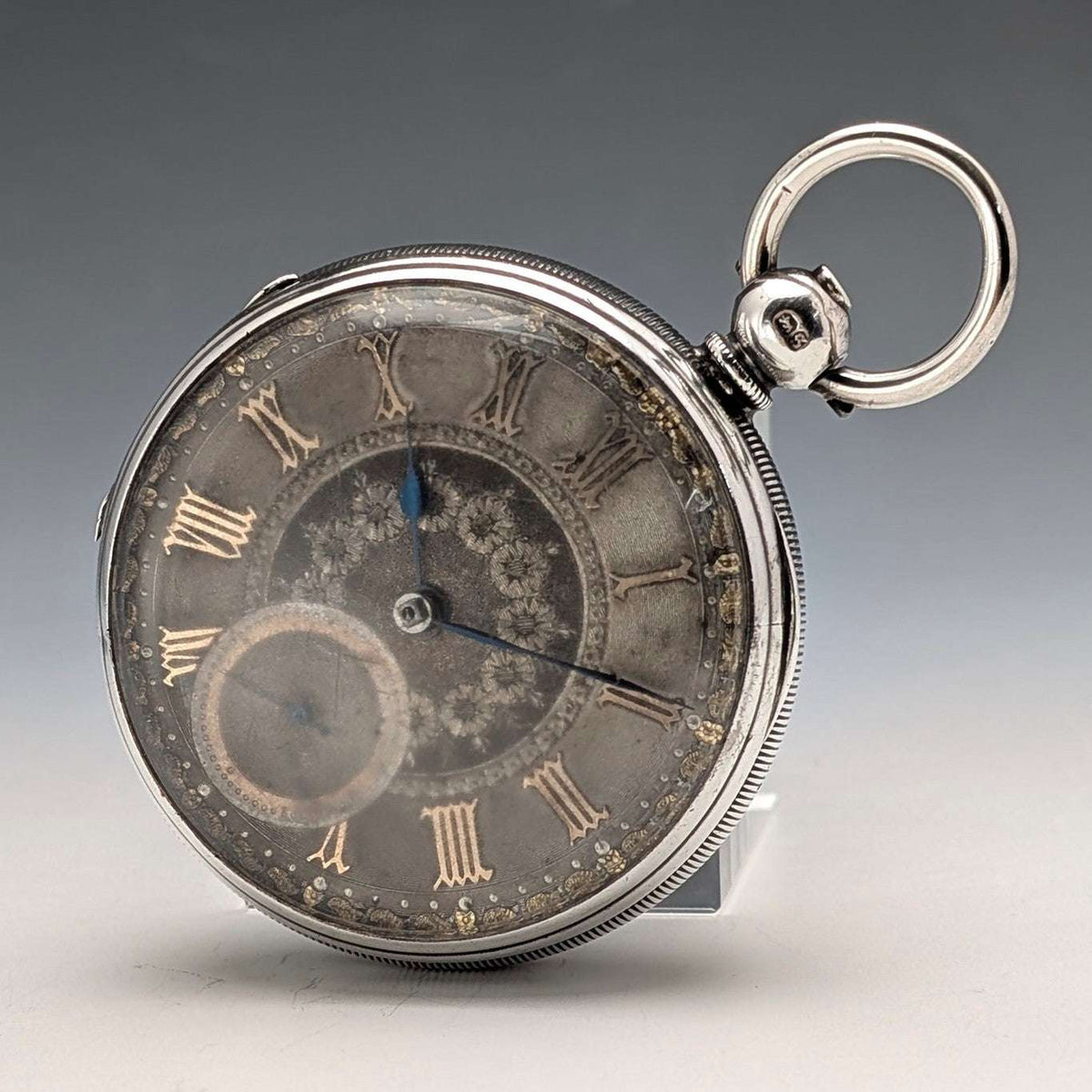 1873年 英国アンティーク 装飾ダイヤル 鍵巻き 懐中時計 直径54mm
