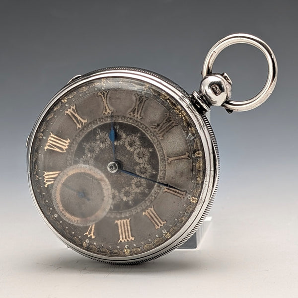 1873 British Antique Decorative Dial Key-Wound Pocket Watch, 54mm Diameter, Isaac Goldman, Junk Item