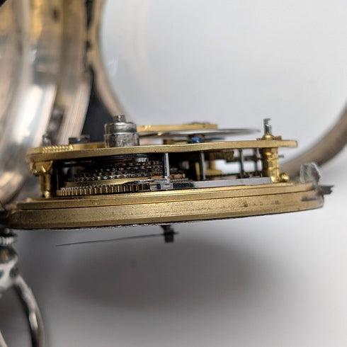 1873年 英国アンティーク 装飾ダイヤル 鍵巻き 懐中時計 直径54mm Isaac Goldman ジャンク品