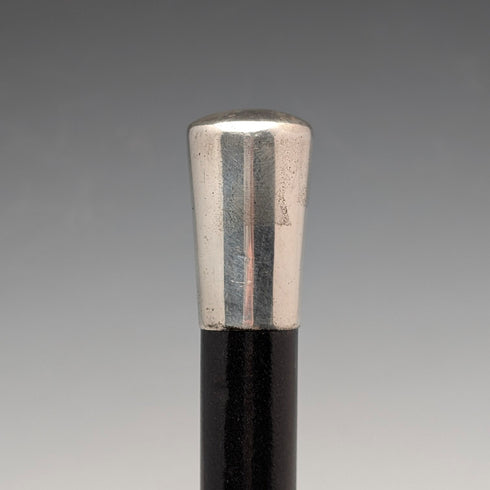 1929年 英國老件 黑木純銀握把手杖 89公分