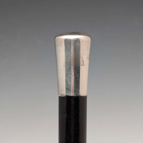1929 English Vintage Black Shaft Sterling Silver Rommel Handle Cane 89cm