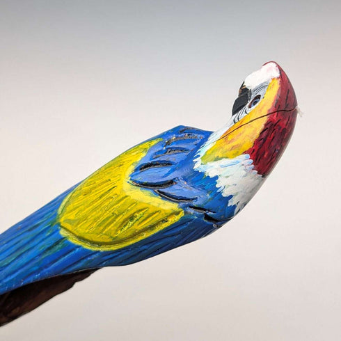Vintage Painted Parrot Carving Handle Hiking Stick Cane 136cm