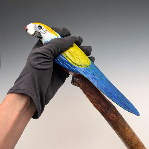 Vintage Painted Parrot Carving Handle Hiking Stick Cane 136cm