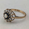 UK Vintage K9 Gold Sapphire & Cubic Zirconia Flower Design Ring (Japan size 13)