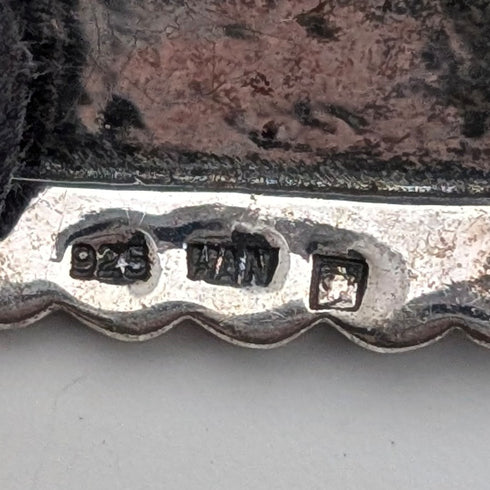 復古純銀底座 馬克賽石和紫色寶石胸針