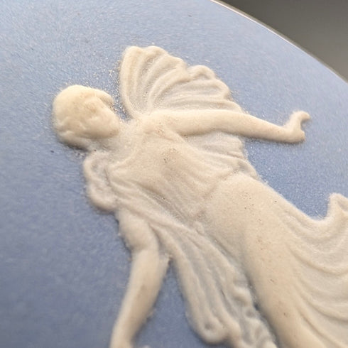 1970 Vintage British Wedgwood Sterling Silver & Jasperware Oval Brooch with Case