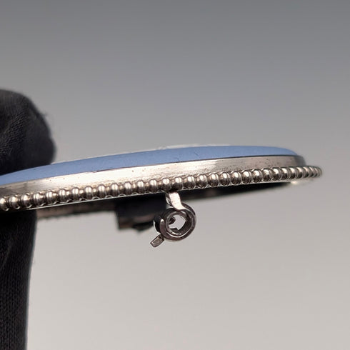 1970 Vintage British Wedgwood Sterling Silver & Jasperware Oval Brooch with Case