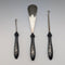 Vintage Silver-Decorated Ebony Handle 3-Piece Dressing Tool Set