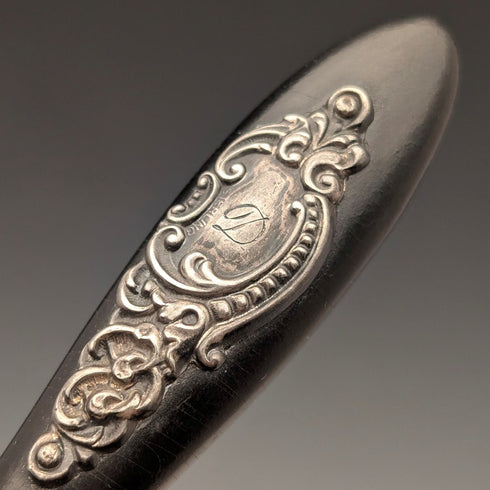 Vintage Silver-Decorated Ebony Handle 3-Piece Dressing Tool Set