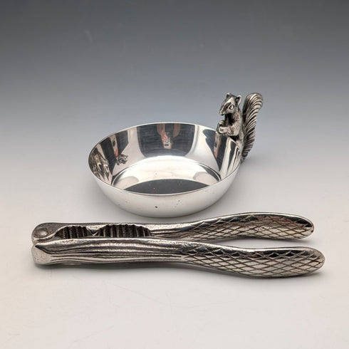 English vintage silver-plated squirrel nut dish & cracker by Viners