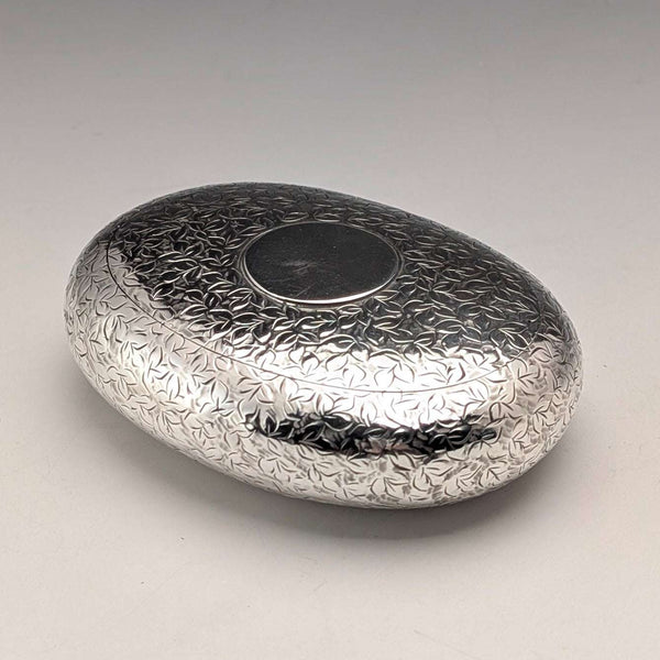 1903 British Antique Sterling Silver Pebble Shaped Snuff Box 71g Deakin&Francis