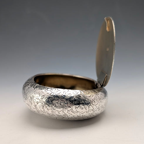 1903 British Antique Sterling Silver Pebble Shaped Snuff Box 71g Deakin&Francis