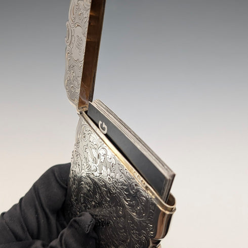 1856年 英国アンティーク 純銀製 カードケース 65g Charles Washington Shirley Deakin