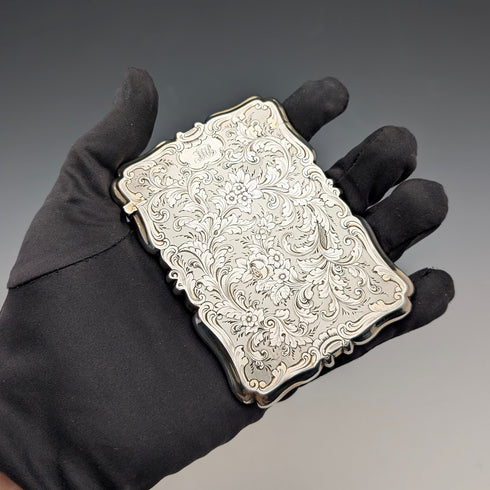 1856年 英国アンティーク 純銀製 カードケース 65g Charles Washington Shirley Deakin