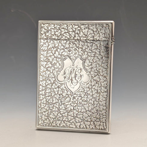 1876 English Antique Sterling Silver Card Case 94g GEORGE UNITE