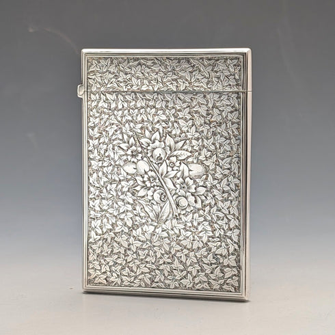 1876 English Antique Sterling Silver Card Case 94g GEORGE UNITE