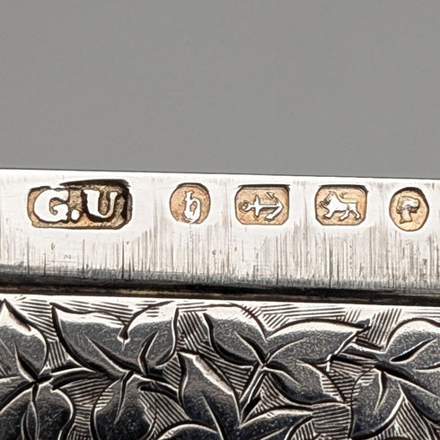 1876 English Antique Sterling Silver Card Case 94g GEORGE UNITE