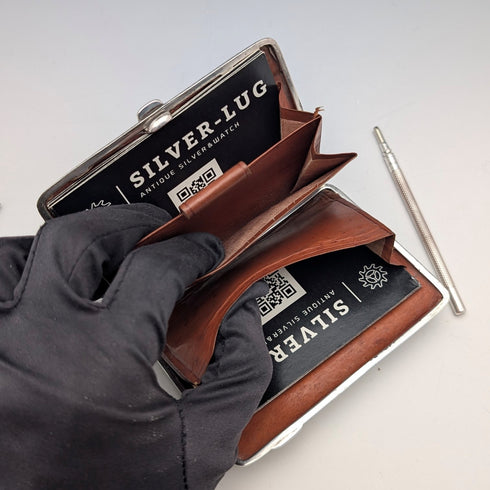 1892年 英國古董 純銀對開卡夾 Nathan&Hayes