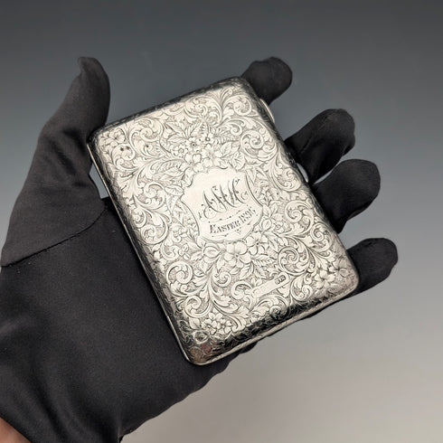 1892年 英國古董 純銀對開卡夾 Nathan&Hayes