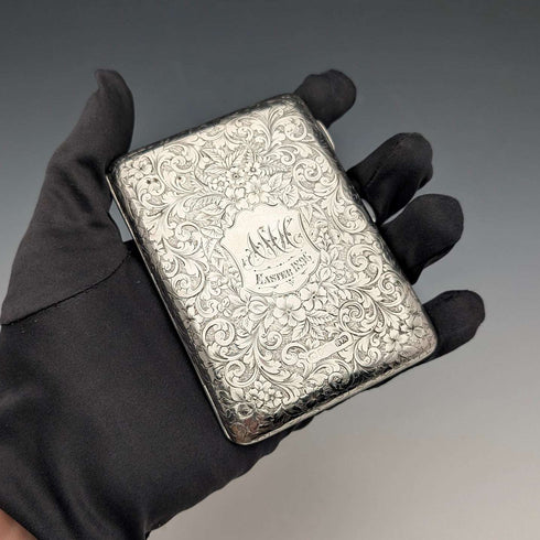 1892 English Antique Sterling Silver Hinged Card Case by Nathan & Hayes