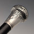 1916 English Antique Black Shaft Sterling Silver Rondel Handle Walking Stick 90cm