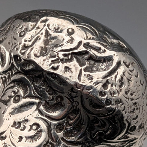 1916 English Antique Black Shaft Sterling Silver Rondel Handle Walking Stick 90cm