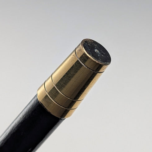 1916 English Antique Black Shaft Sterling Silver Rondel Handle Walking Stick 90cm