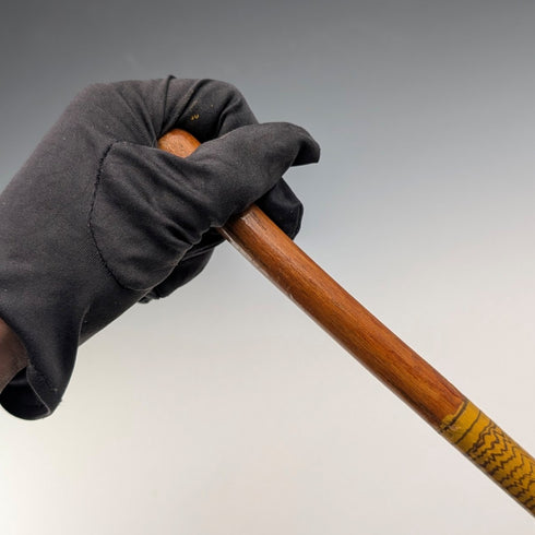 Vintage Kids' Walking Stick - Natural Wood & Yellow Decoration, Cane 86cm