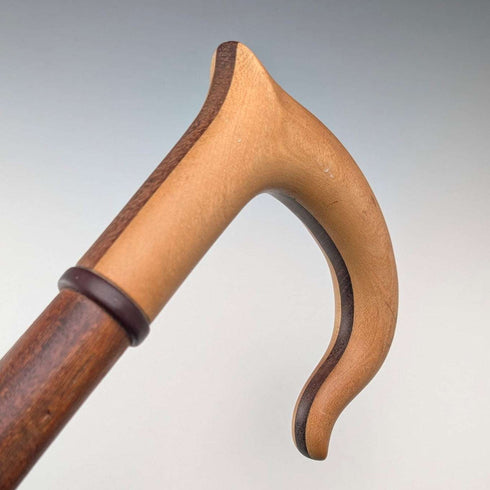 Vintage Long Walking Cane, Octagonal Shaft & Two-Tone Wood Handle, 133cm
