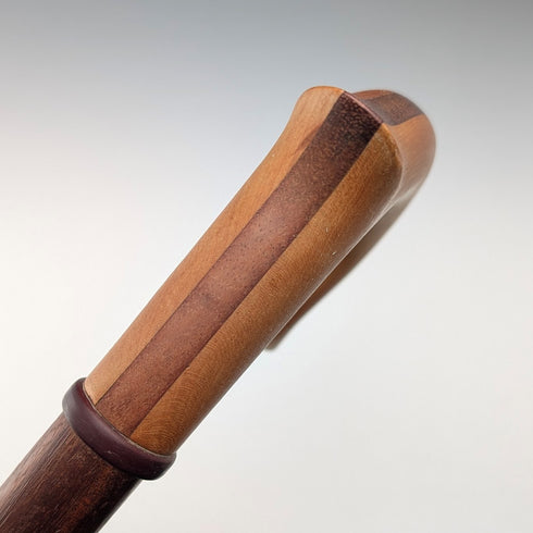 Vintage Long Walking Cane, Octagonal Shaft & Two-Tone Wood Handle, 133cm