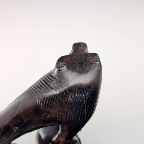 Vintage Extra-Thick Ebonized Shaft Lion Carved Handle Walking Stick 130cm