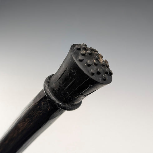 Vintage Extra-Thick Ebonized Shaft Lion Carved Handle Walking Stick 130cm