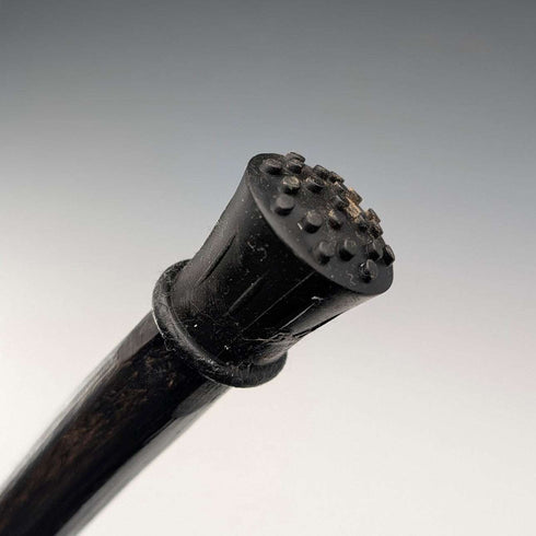 Vintage Extra-Thick Ebonized Shaft Lion Carved Handle Walking Stick 130cm