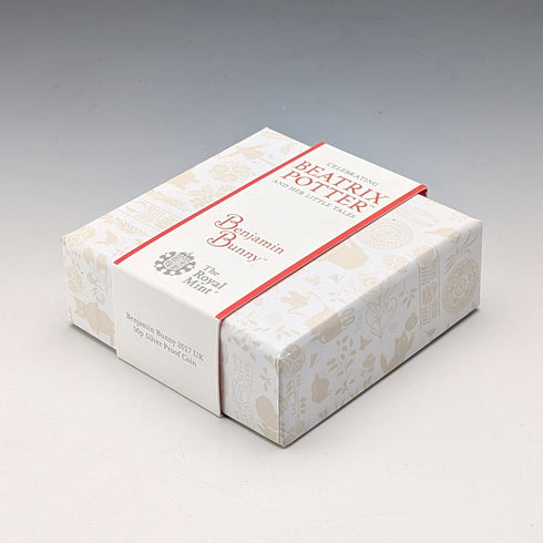 UK Beatrix Potter 150th Anniversary "Benjamin Bunny" 50 Pence Commemorative Silver Coin Royal Mint, with Case and Certificate of Authenticity