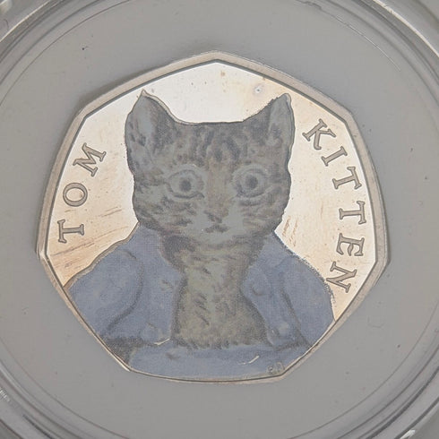 United Kingdom Beatrix Potter 150th Anniversary "Tom Kitten" 50p Silver Proof Coin Royal Mint with Case and Certificate