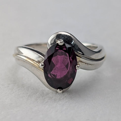 復古大顆紫色寶石純銀戒指 (16號) 戒指