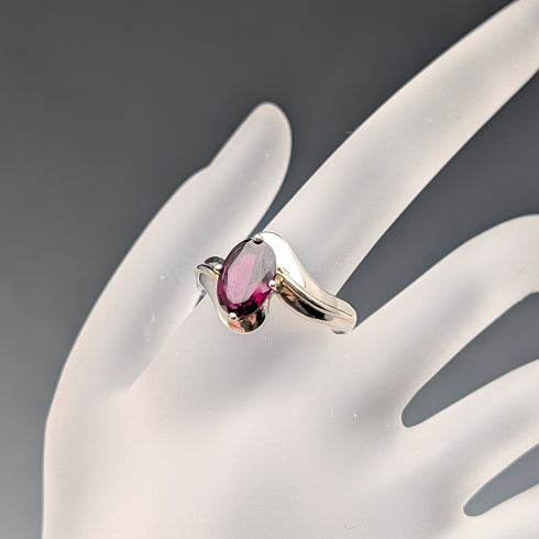 復古大顆紫色寶石純銀戒指 (16號) 戒指