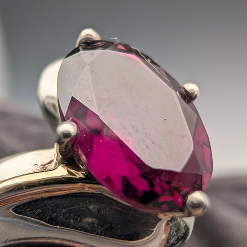 復古大顆紫色寶石純銀戒指 (16號) 戒指